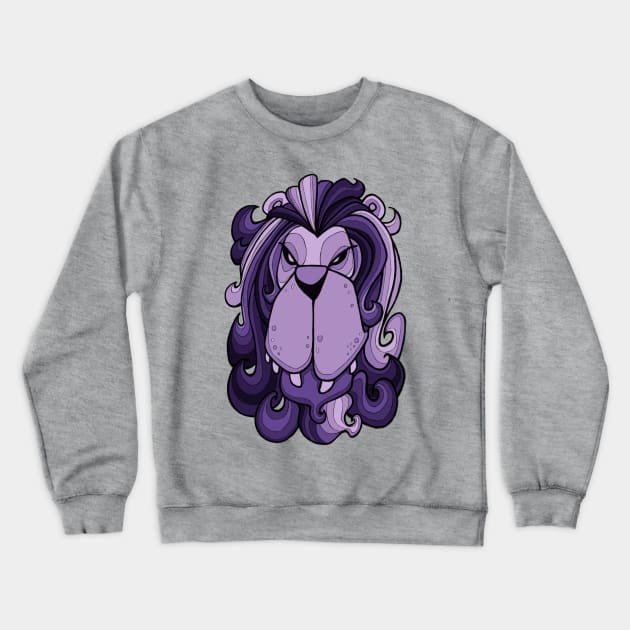 Lion - Ultra Violet Purple Crewneck Sweatshirt by BigNoseArt